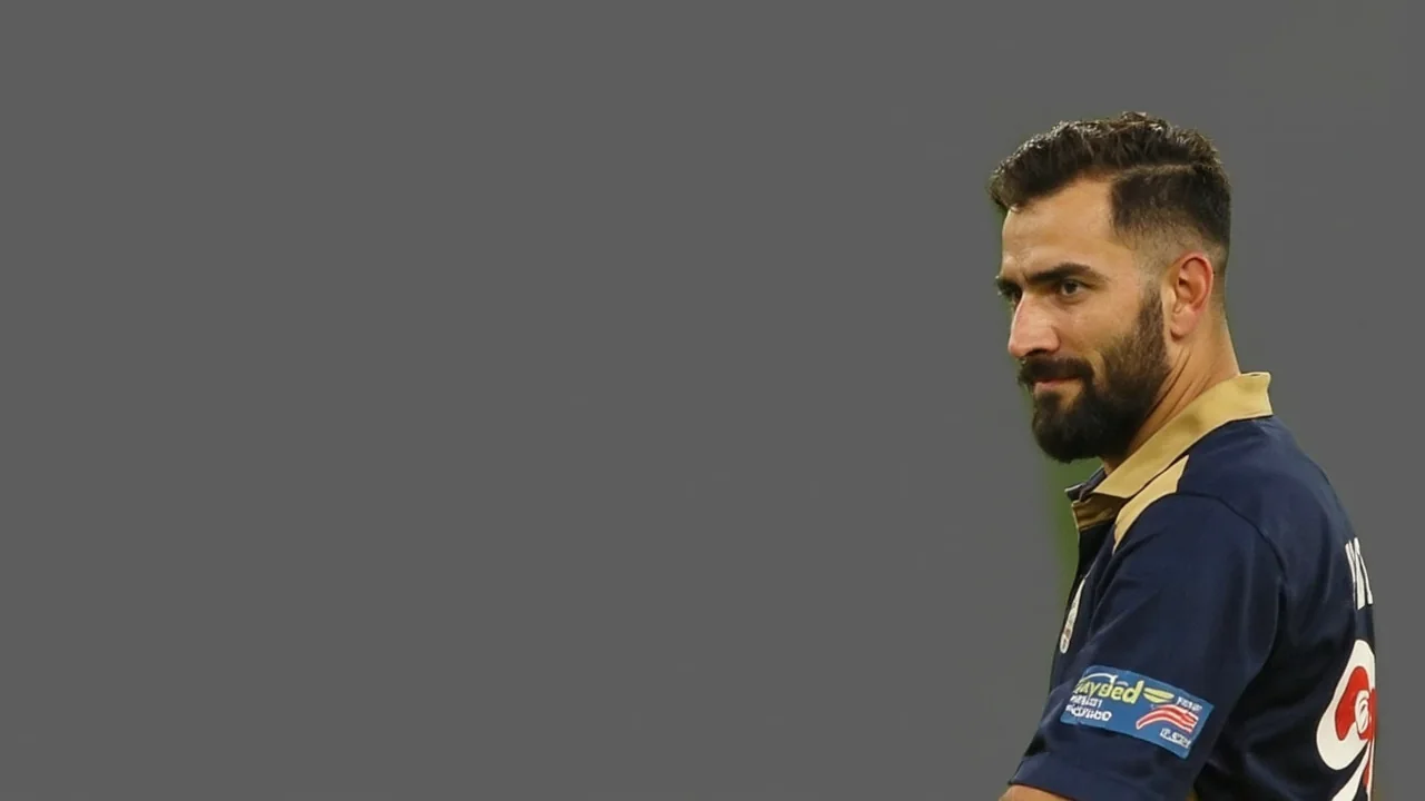 Editorial close frame of a Gibraltar right-hand batsman playing a high-elbow drive through the covers during an evening European qualifier fixture