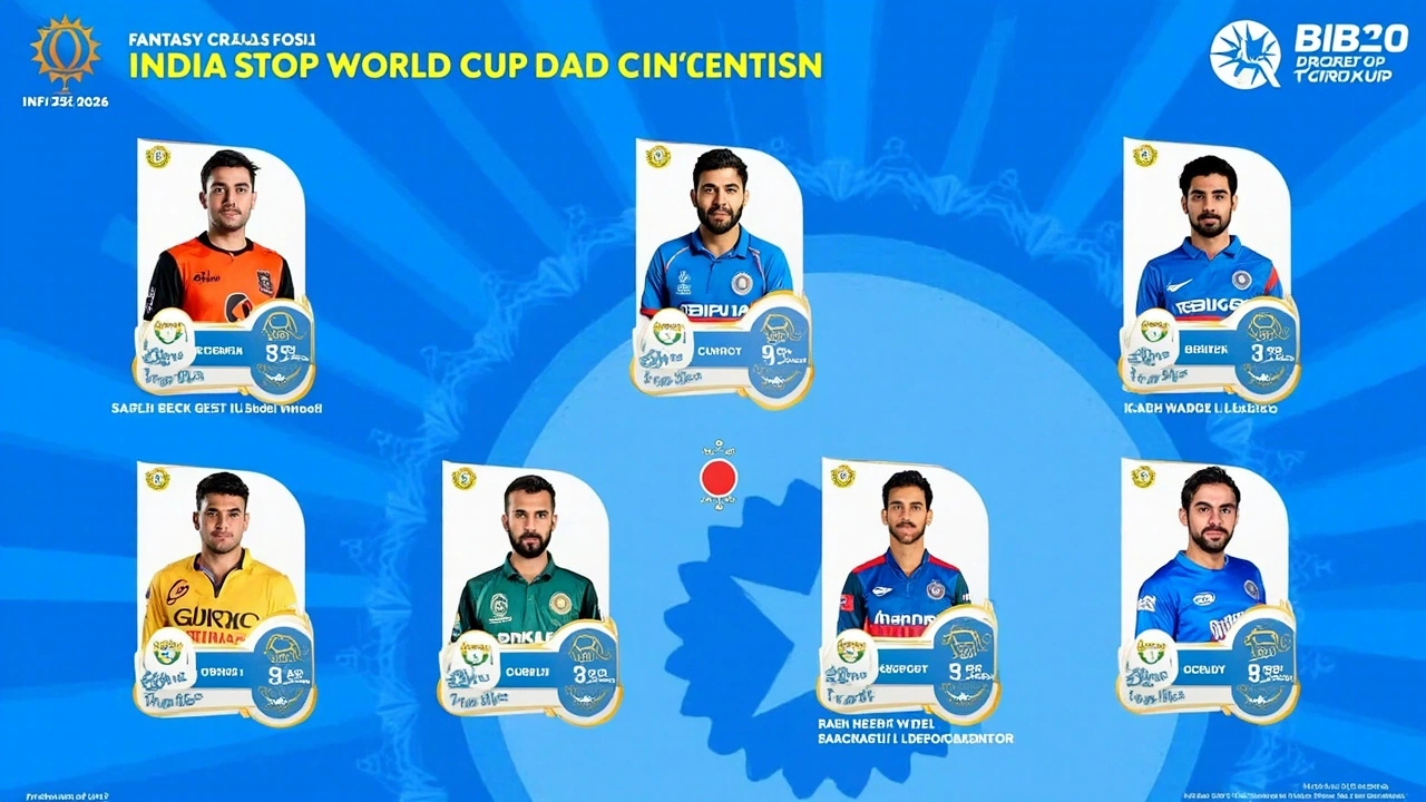 fantasy cricket squad selection infographic for India T20 World Cup 2026